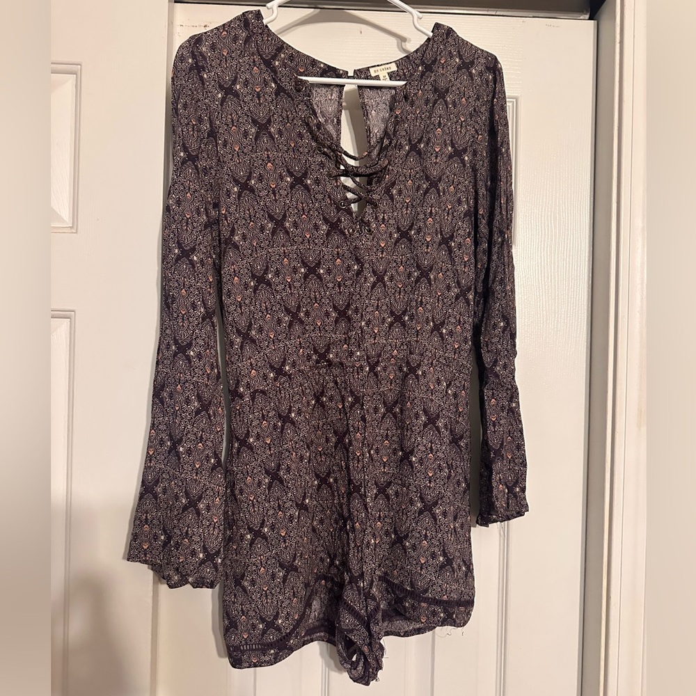 Floral Lace-Up Romper